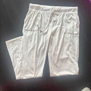 Juicy Couture White Velour Rhinestone Logo Lounge Pants